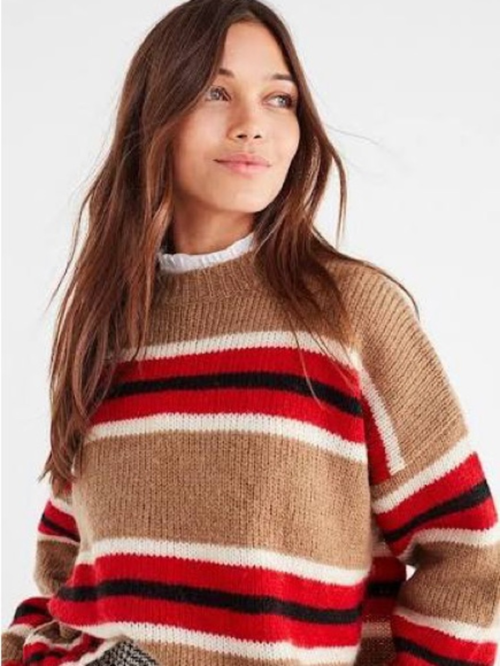 Striped Wool Knit Sweater in Brown and Red - Picture 2 of 12